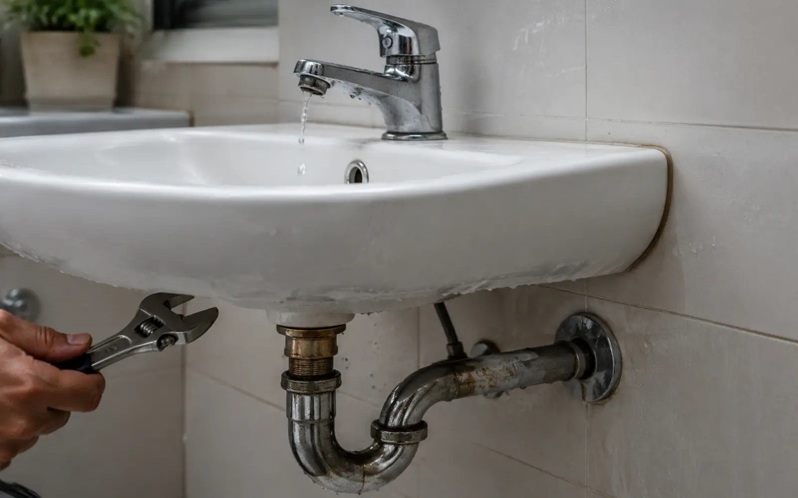 Plumbing repair under a sink