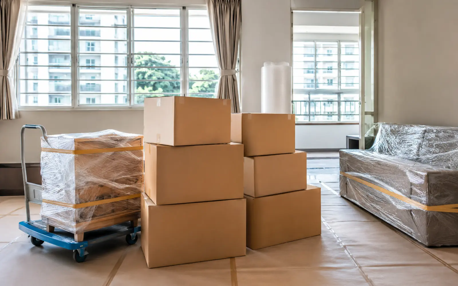 Moving boxes in a room