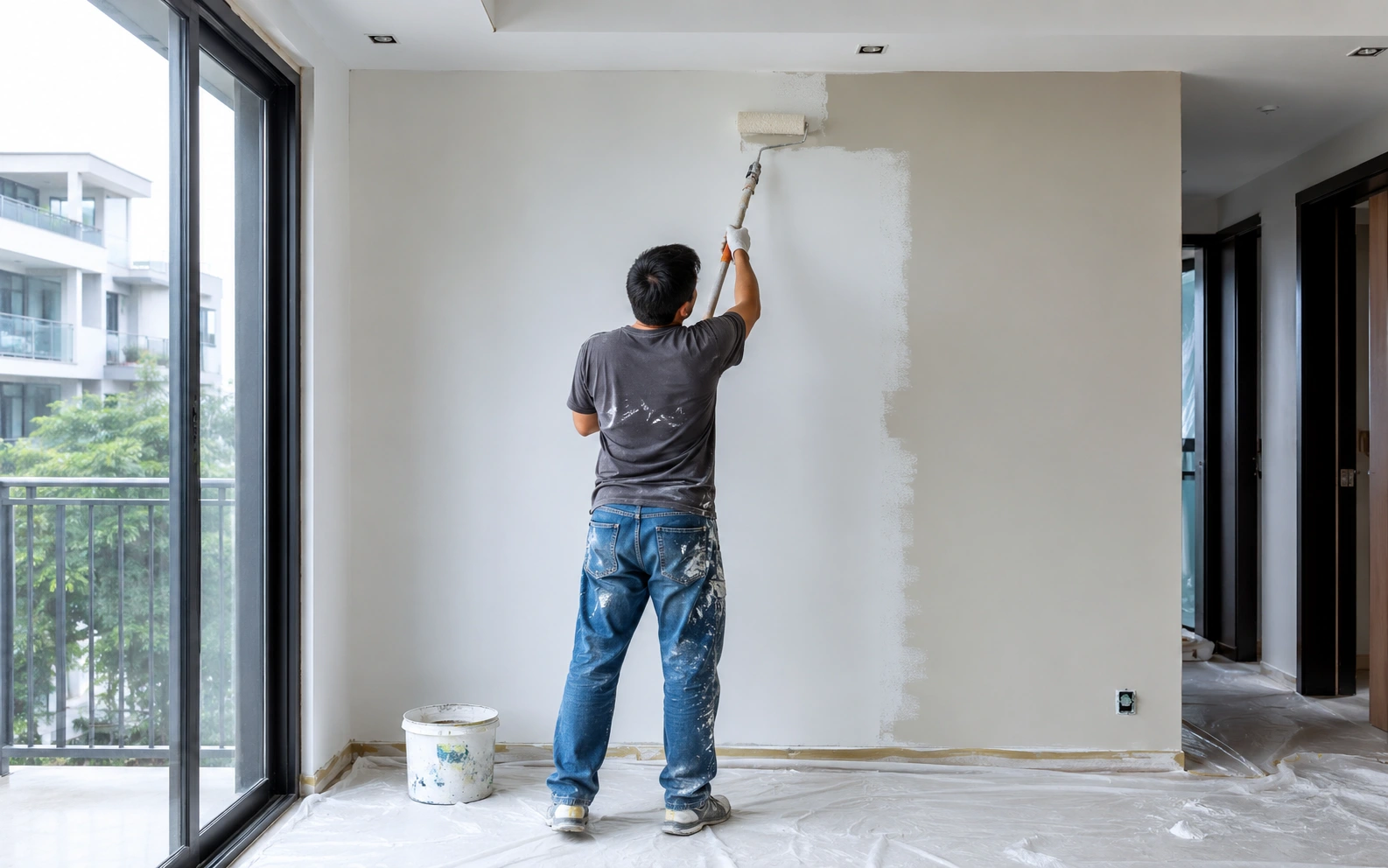 Freshly painted condo interior in Singapore.