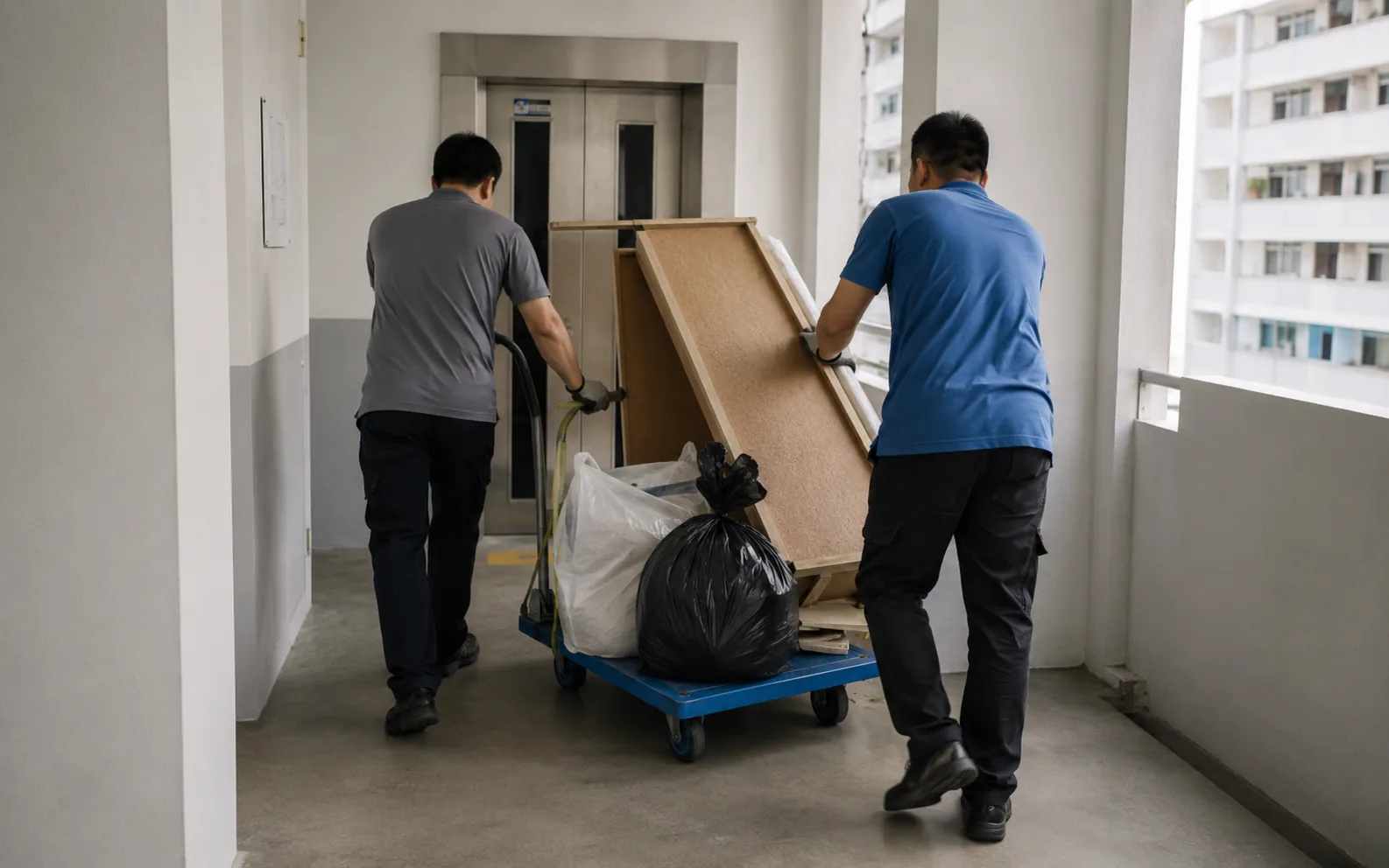 Team handling furniture and item disposal in Singapore.