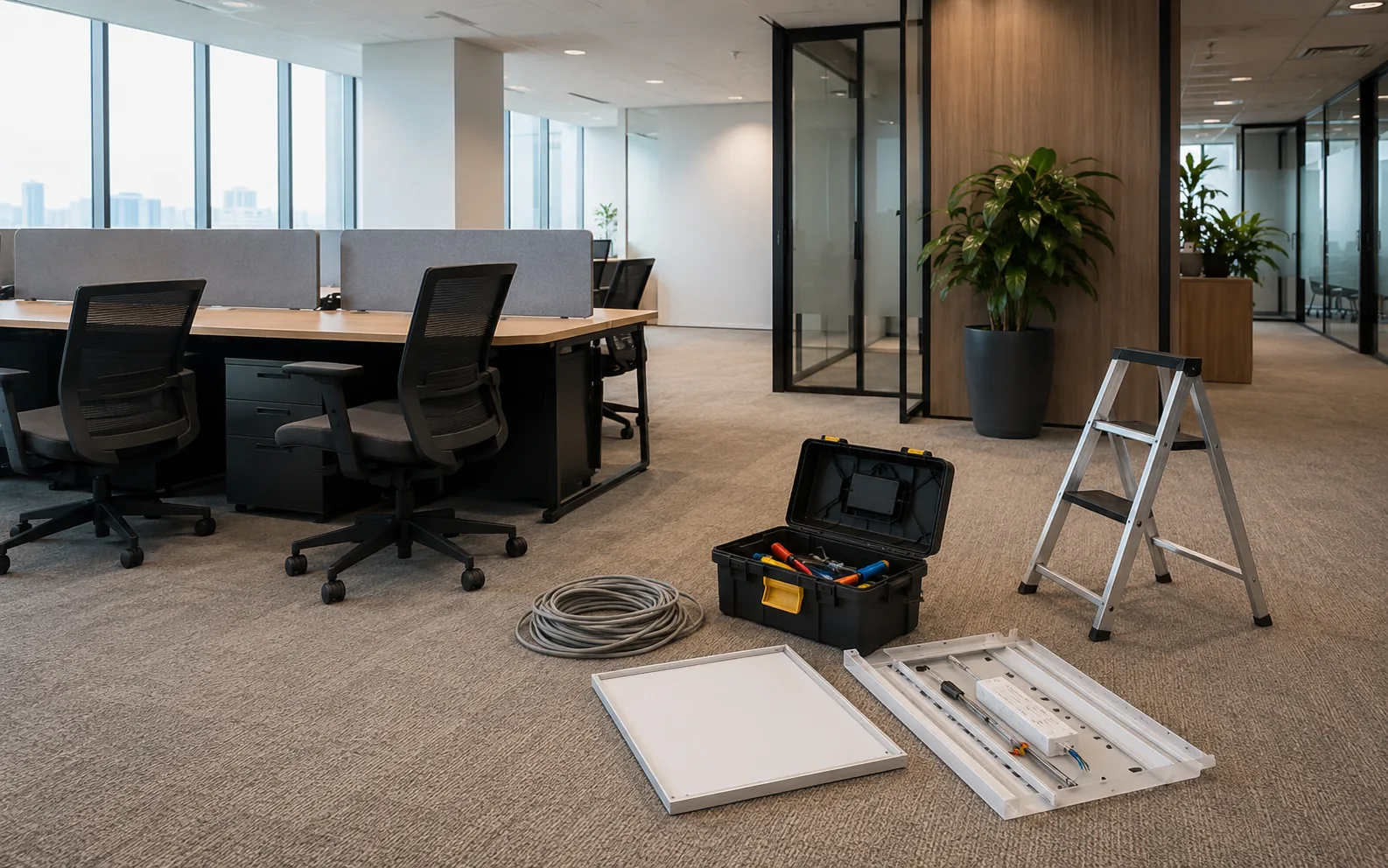 Electrical technician carrying out electrical maintenance in Singapore