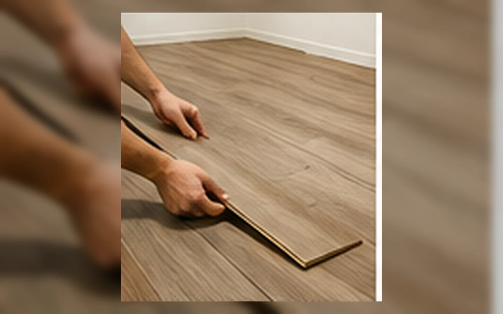 Installer laying laminate flooring in Singapore.