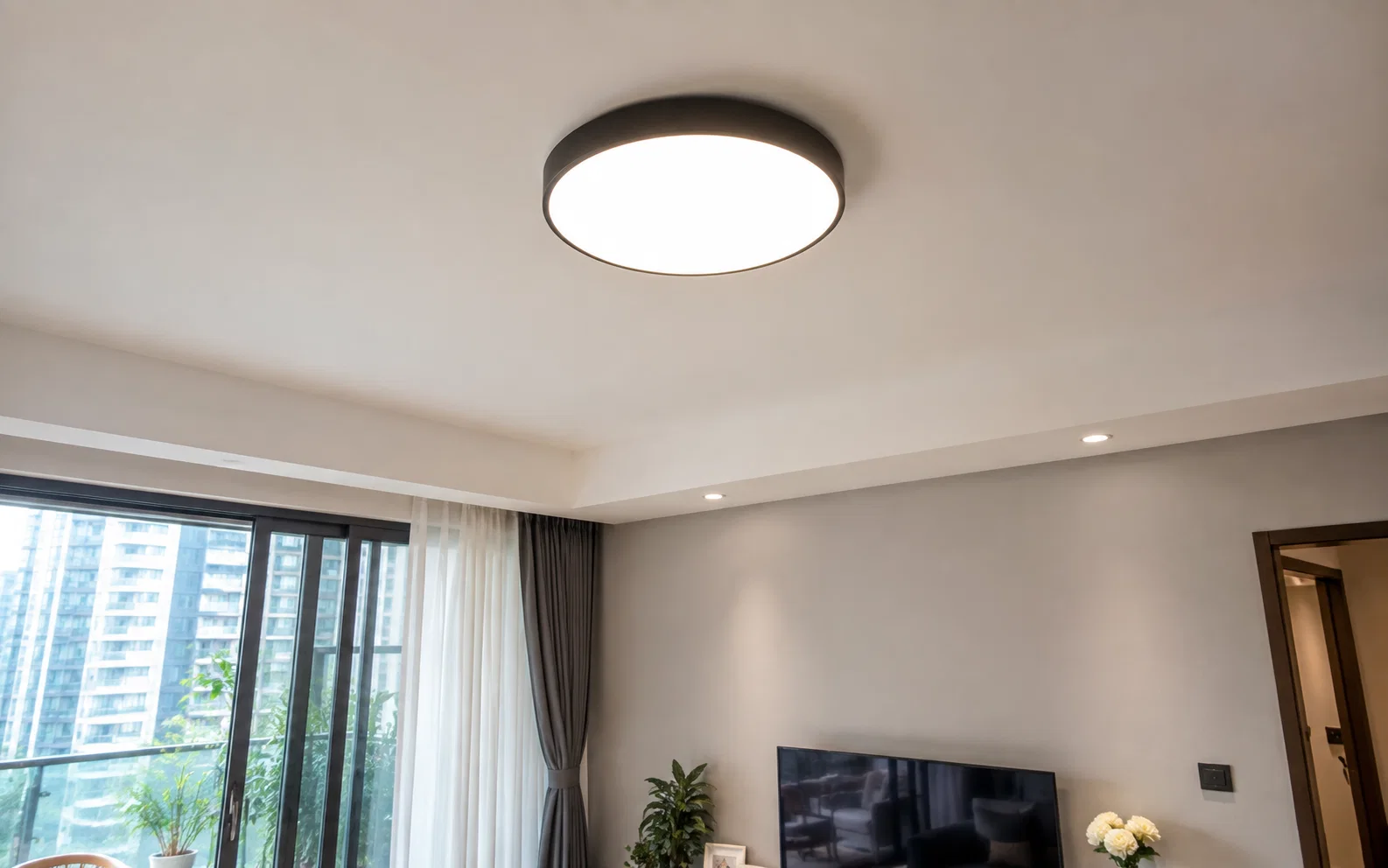 Installed ceiling light fitting in a Singapore home.