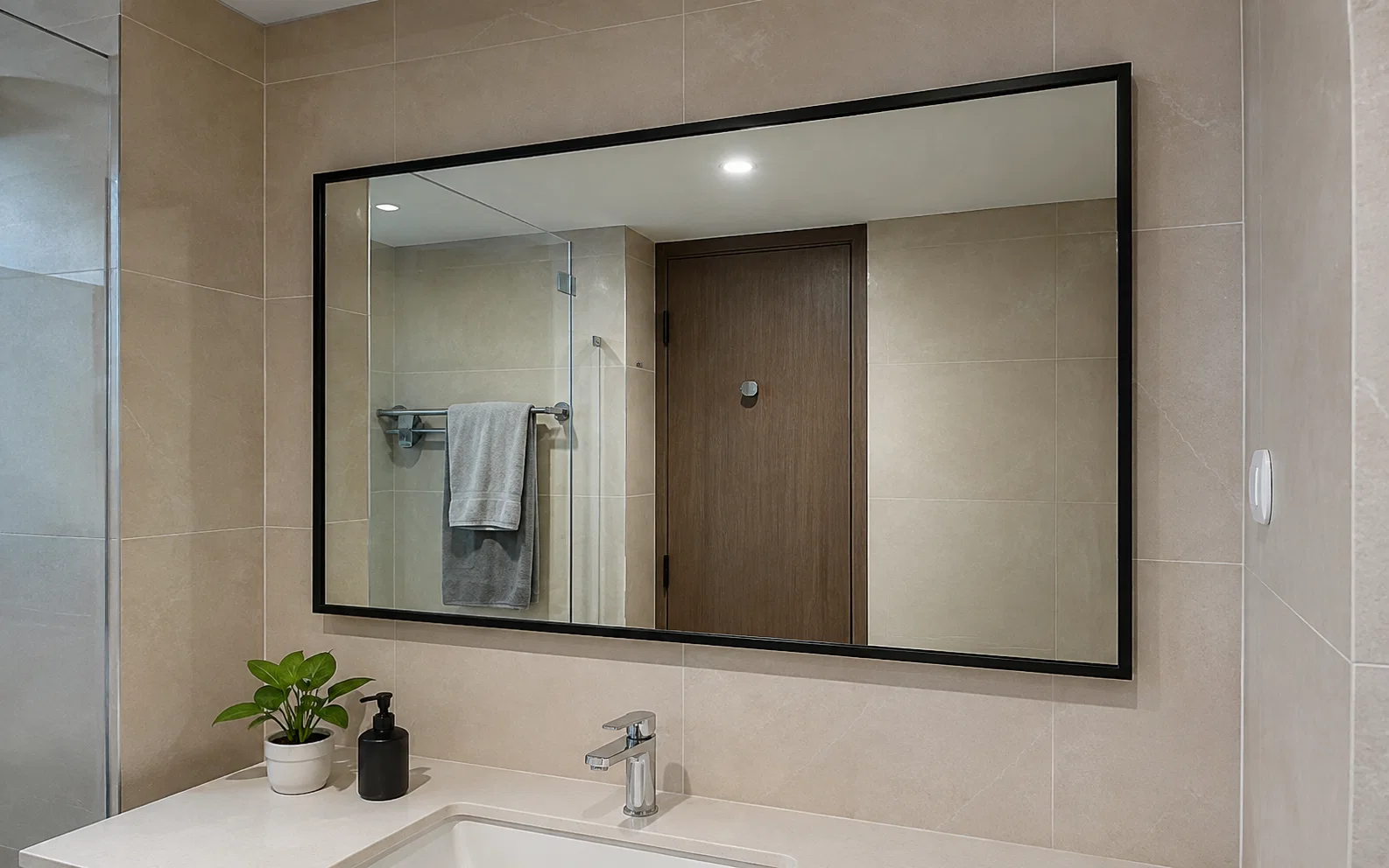 Installed wall mirror in a Singapore home.