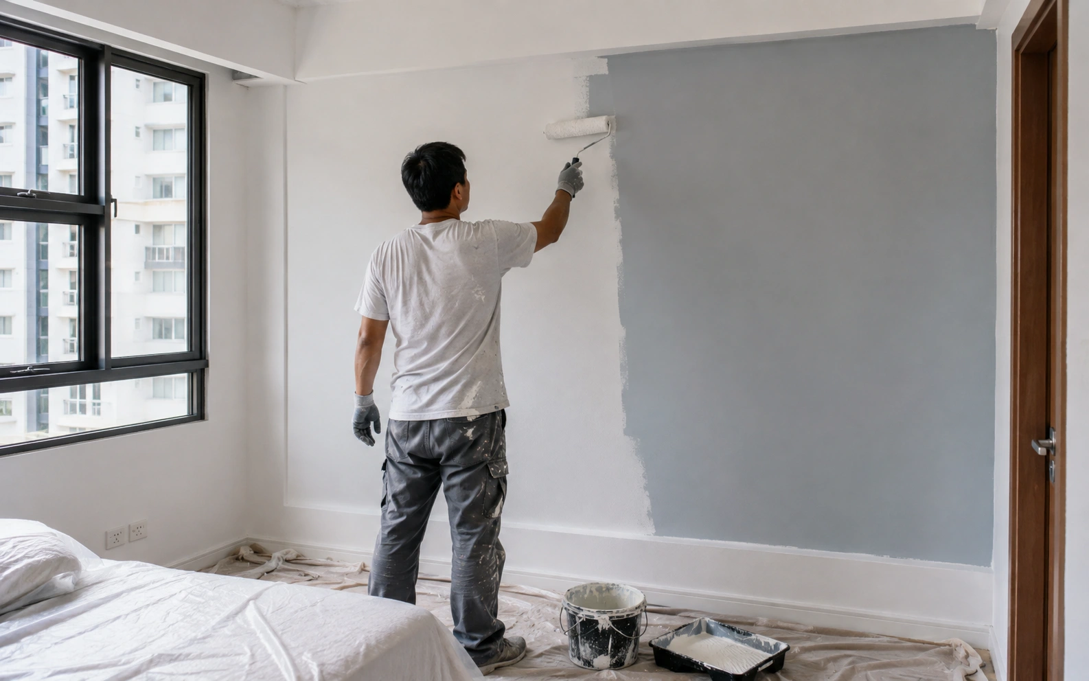 Freshly painted room interior in Singapore.