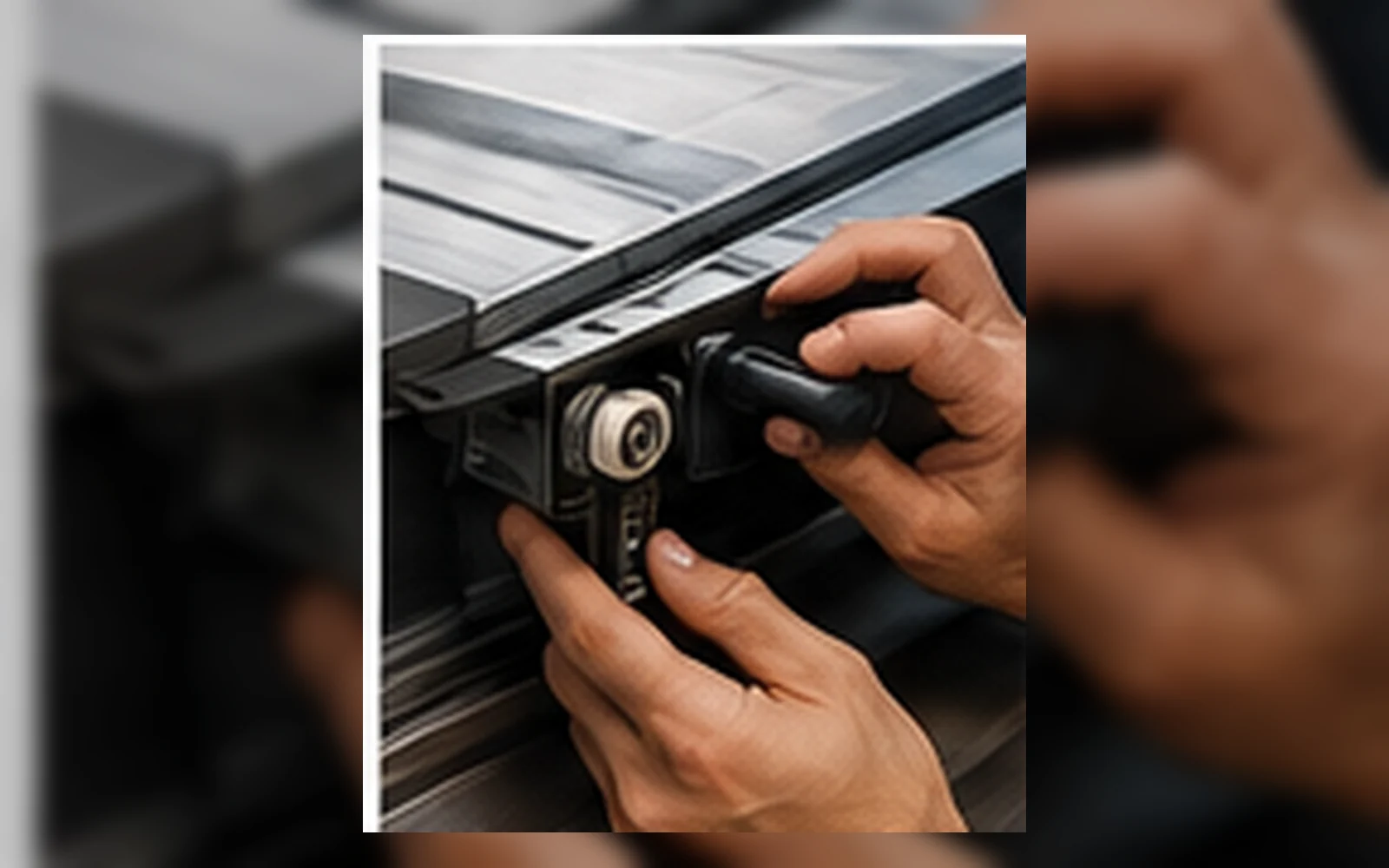 Technician repairing a sliding door in Singapore.