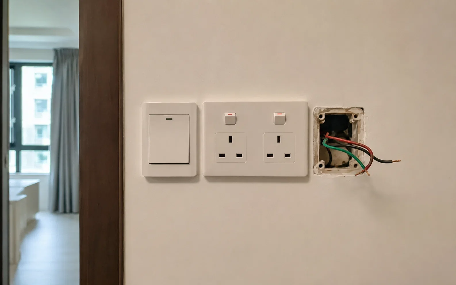 Replacement electrical switch and socket fittings in Singapore.