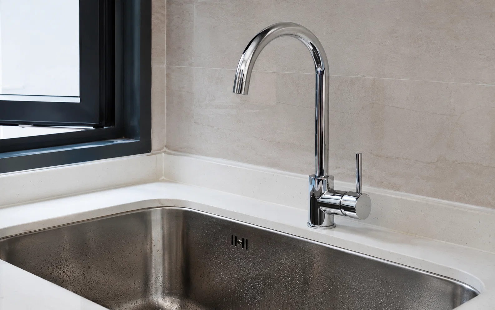 Replacement tap installed at a household sink in Singapore.