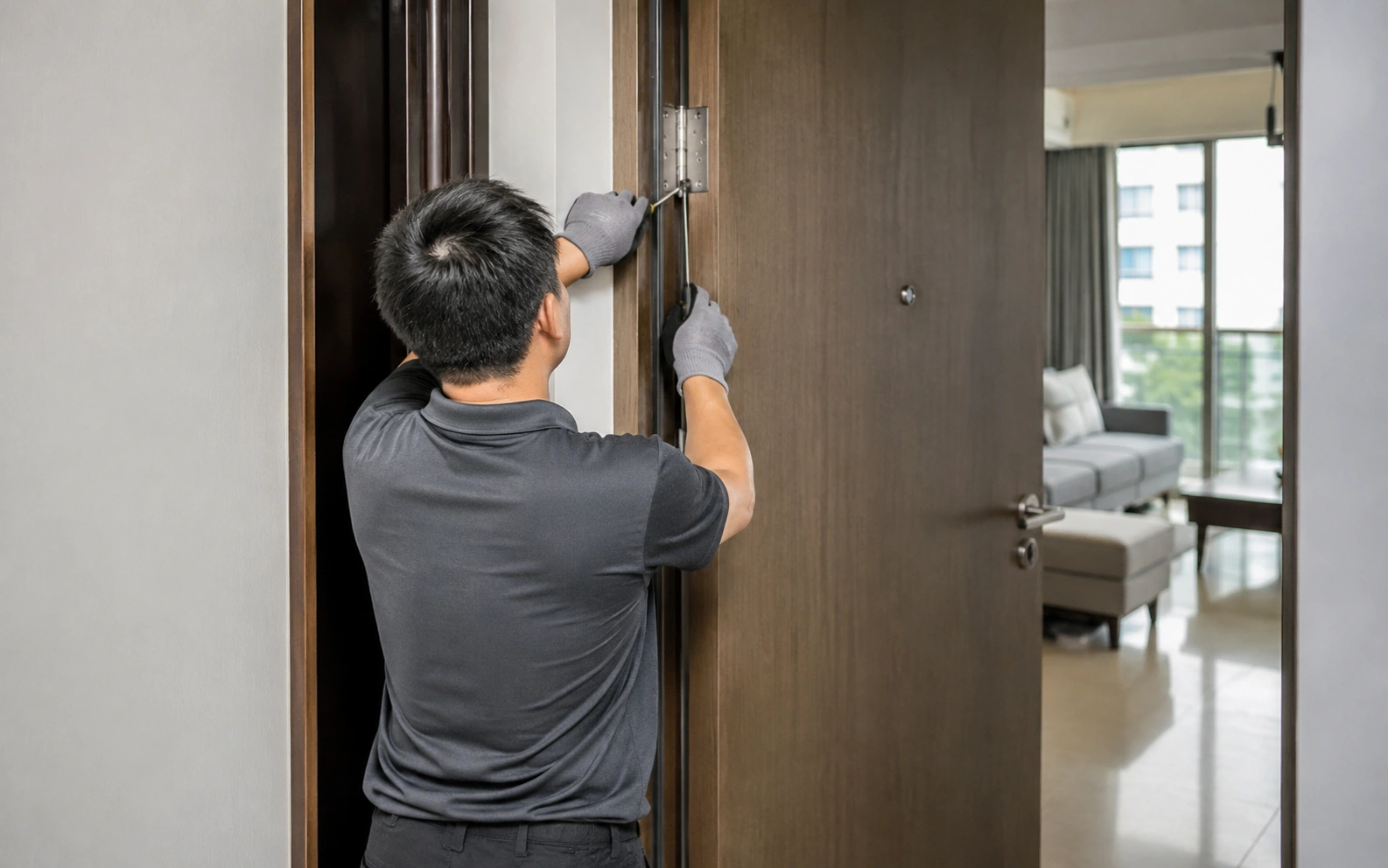 Casement window hinge hardware requiring replacement in Singapore.